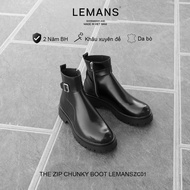 The Classic Chunky Zip Boots LEMANS CZ1.05 Black full-grain cowhide - Chunky sole 5cm high - 24 mont