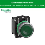 Schneider Electric Illuminated push button Harmony XB5 plastic green flush 22mm universal LED plain 
