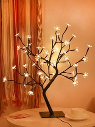 1入 LED櫻花樹燈，室內房間裝飾燈，適用於臥室家居照明，模仿真實櫻花樹