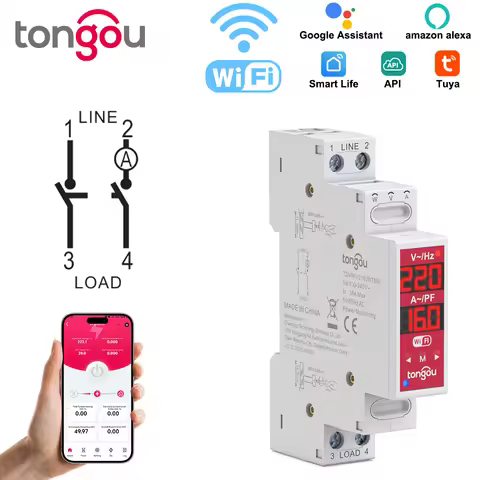 WiFi Circuit Breaker 2P 16A 100-240V AC Over/Undervoltage Auto/Manual Reclose Tuya Smart Life APP Co