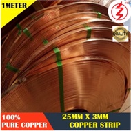 1 meter - 25 MM X 3MM COPPER TAPE / COPPER STRIP ELECTRICAL EARTHING GROUNDING (100% PURE COPPER) PI