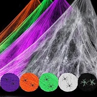 FOIMAS 900 sqft Spider Web with 8 Fake Spiders, Super Stretch Cobwebs Halloween Decorations for Indo