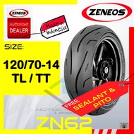 Zeneos ZN62 120/70 R14 Motorcycle Tire Tubeless w/ Free Tire Sealant & Pito Tubeless