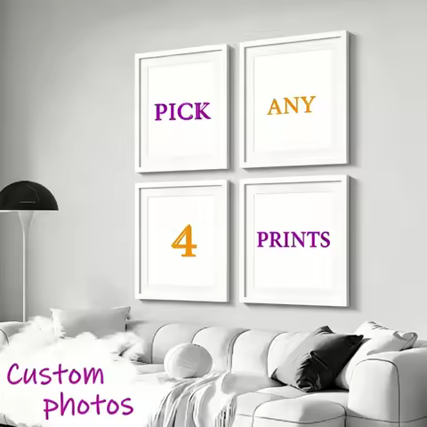 4pcs Custom Canvas Printing Personalized Photo Custom Set Prints Family Life Pets Scenery Couple Wed