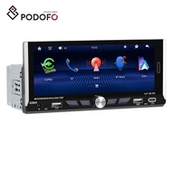 Podofo 6.9" Single Din Car Stereo Radio Wireless Carplay Android Auto Car MP5 Player EQ BT FM Type-C USB Car Player Whol