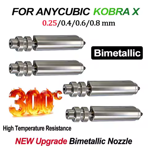 Upgrade For Anycubic Kobra X Hotend Bimetallic Nozzle 0.25/0.4/0.6/0.8mm One-piece nozzle For Anycub