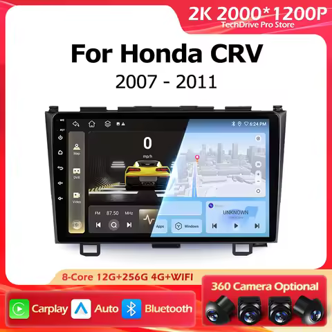 Android 16 Wireless Carplay Auto Car Radio For Honda CRV CR - V 3 RE 2007-2011 GPS Navigation Lntell