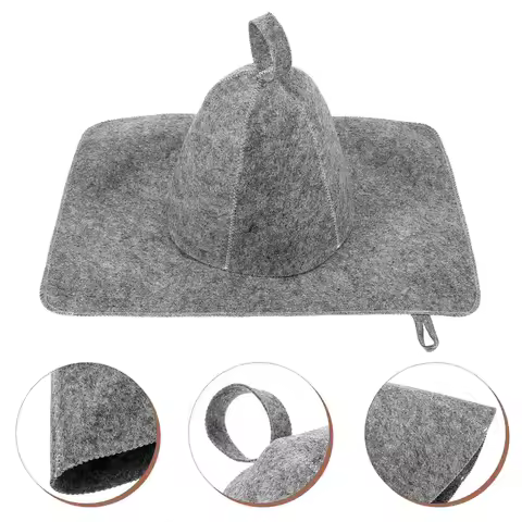 1 set Thickened Felt Sauna Hat Pad Sauna Cap Bathing Hats Bathroom Accessories Gray Set With Cushion