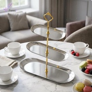 [freneci] Multi Tier Serving Tray Stainless Steel 3 Tier Dessert Stand Silver 3-tier