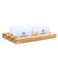 Wood multiple business card holder Desk organizer iPhone and iPad stand