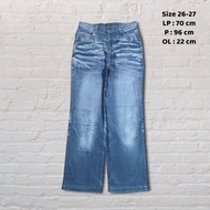 Size 26-27 Long Pants Jeans Apis Blue Washed Ivory Regular fit Original Second Preloved CJ444