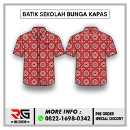 baju batik sekolah smp  sma / batik motif bunga kapas c007 - pendek smp