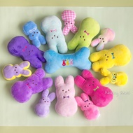 Squeaky Easter Peeps Marshmallow Bunny Rabbit Chick Plush Pet Dog Puppy Cat Soft Chew Rope Tug Toy S