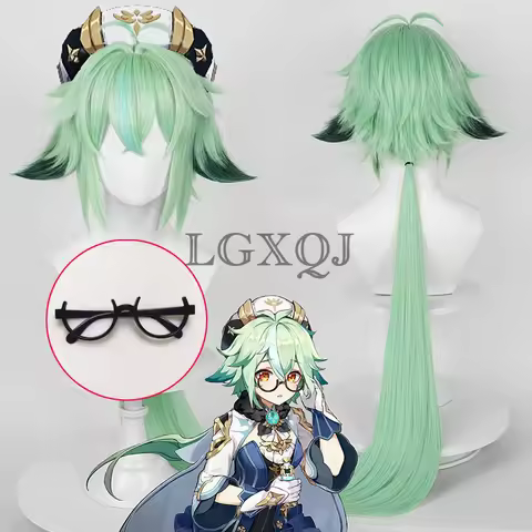 Scalp Sucrose Sucrose Cosplay Wig 85cm Green Cosplay Anime Wig Heat Resistant Synthetic Hair Costume