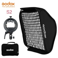 Godox S2 Speedlite Flash Holder Bracket + Softbox Honeycomb Grid with Bowens Mount for Godox V1 TT68