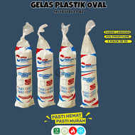 (50 Pcs) Gelas Plastik Oval 14oz 16oz 18oz 22oz | Gelas Plastik Bening Es | Cup 14oz 16oz 18oz | Pla