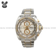 SEIKO SNAA92P1 Men's Analog Watch VELATURA Chronograph Alarm Quartz 43mm SS Bracelet Silver Gold *Or