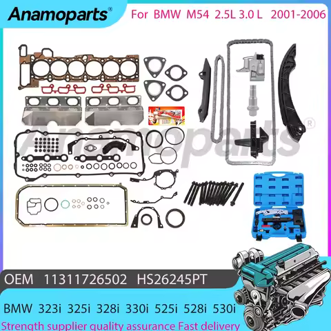 Engine timing chain Full Gasket toolbox kit for 2001-2006 BMW M54 325i 328i 330i 525i 528i 530i X3 X