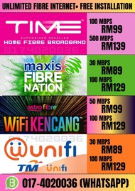 Time Maxis Astro Unifi TM Fibre Internet Unlimited Free Installation