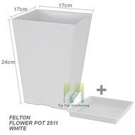 Felton Square Flower Pot 2511 Diamater 17cm Garden Deco / Pasu Bunga Berkebun Bonsai