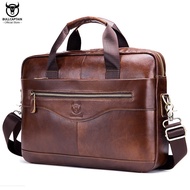 BULLCAPTAIN 044 New Fashion Cowhide Men's Business Briefcase / Leather Retro Men's Crossbody Bag / Casual Business Bag / Handb