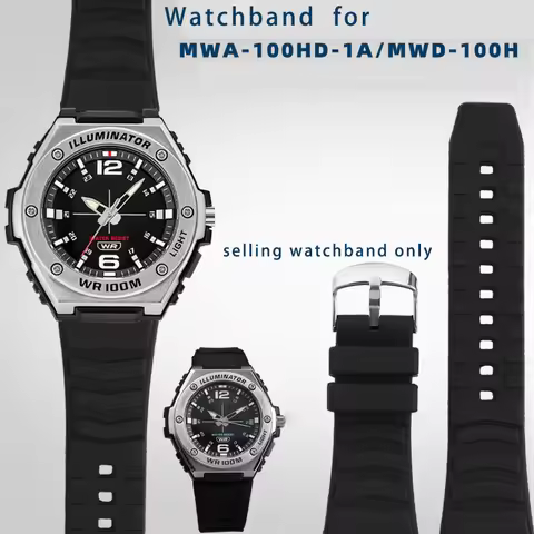 25 * 20MM silicone wristband for Casio MWA-100H PRG-80 PRW-1000 series silicone rubber men's protrud