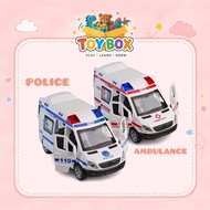 Rescue Ambulance Police Pull Back Car Toy For Kid Vehicle Toys With Light Sound Kids Birthday Gifts 