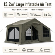 Mount Peak 13.2㎡ Inflatable Glamping Tent 8-10 Person Family Camping Tent 2 Doors 4 Windows TPU View