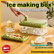 [SG stock] Double Layer Ice-Making Box DIY Ice Grid Ice tray mold Storage box Food Grade Ice maker ice scraper Tools
