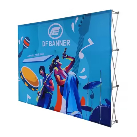 Custom Printed 8x8FT Polyester Fabric Backdrop (Stand Excluded) for Outdoor Business Trade Show Adve