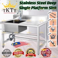 TKTT Zirafah Stainless Steel Single Bowl Sink With Drainboard Commercial Platform Sink Sinki Meja Se