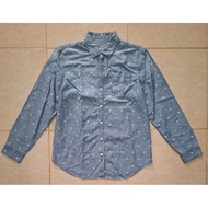 KEMEJA Preloved GAP Women's Polka Dot Denim Soft Jeans Long Sleeve Shirt