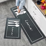 7VSTOHS Kitchen Rugs Set of 2, Non-Slip Kitchen Mats, Washable Kitchen Mats and Rugs Set, for Hallwa