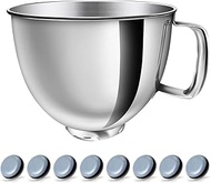 5 QT Stainless Steel Mixer Bowl Kit Compatible with KitchenAid Artisan&Classic Series 4.5-5QT Tilt-H
