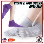 Pilates Yoga Socks Toe Grip Socks Anti Slip  Boxing Dancing No Show Socks Stoking Kecergasan Ballet 