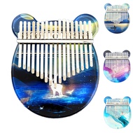 (XHJO) Painted Kalimba Acrylic 17 Key Transparent Thumb Piano with Tuner Hammer Stick Kalimba Case f