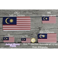 Waterproof Vinyi Glossy 🇲🇾 Malaysia 🇲🇾 National Flag Stickers (Free SG Singpost Mailing) + FOC Mini 