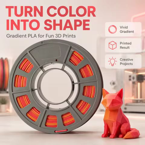 Matte Sunset Gradient PLA Filament 1.75mm 300g Mini Spool - Red Orange Yellow Multi Color Rainbow PL