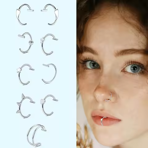 Fake Lip Piercing Fake Lip Ring Cuffs Clip On Faux Snake Bites Hoops Non Piercings Jewelry Vampire T