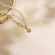 my heart珍珠鋯石頸鏈 愛心項鍊 愛心 項鍊 珍珠項鍊 珍珠頸鏈