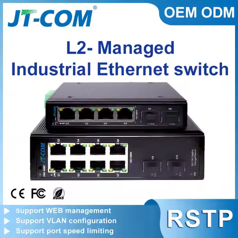 Gigabit Industrial Managed Switch 4/8 Port 1000Base-T Network Ethernet Switcher,1.25G SFP Uplink L2 