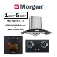(COMBO) Morgan Cooker Hood MDH-922OC (900MM/1300M3) MDH922OC + Glass 2 Burner Hob MBH-SD2112 / MBHSD