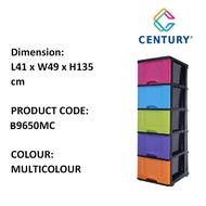 Century 5 Tier Plastic Drawer Coloful Cabinet Storage Cabinet Multi Color B9650MC Multifunction Organizer