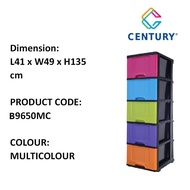 Century 5 Tier Plastic Drawer Coloful Cabinet Storage Cabinet Multi Color B9650MC Multifunction Orga