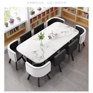 8-Seater Long Space Saving Marble Dining Table Chairs Wood Dining Table Meja Makan Jimat Ruang Set Untuk 8 Bahagia Miko