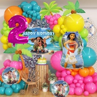 90PCS/SET Moana Theme Party Balloon Disney Princess Balloon Arch Kit with 31inch Rose Red Number Foi
