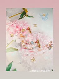 訂製apple watch 錶帶 心花綻放 紫鋰輝紅紋晶月光石 水晶