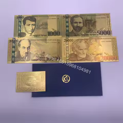 ARMENIA Gold Banknote 1000 5000 10000 20000 DRAM Souvenir Golden Cards For Collection Commemorative 