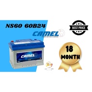 Bateri Kereta Car Battery Ns60 60B24R Camel Plus | Avanza Vios Swift Saga FLX BLM Persona Wira Waj