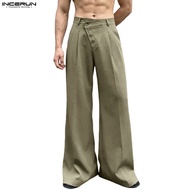 INCERUN Men's Diagonal Button Clean Pants